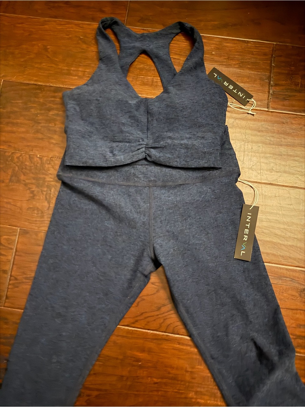 Blue heather top and bottom women’s set med top lg bottom
